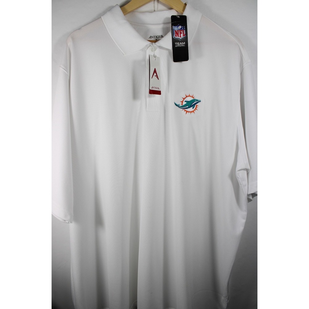 Antigua NFL Miami Dolphins Mens Polo Shirt 2XL Pique Xtra Lite White NWT